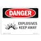Signmission OSHA Danger Sign, 7" Height, 10" Width, Aluminum, Explosives Keep Away, Landscape, L-1214 OS-DS-A-710-L-1214 - alternate 1